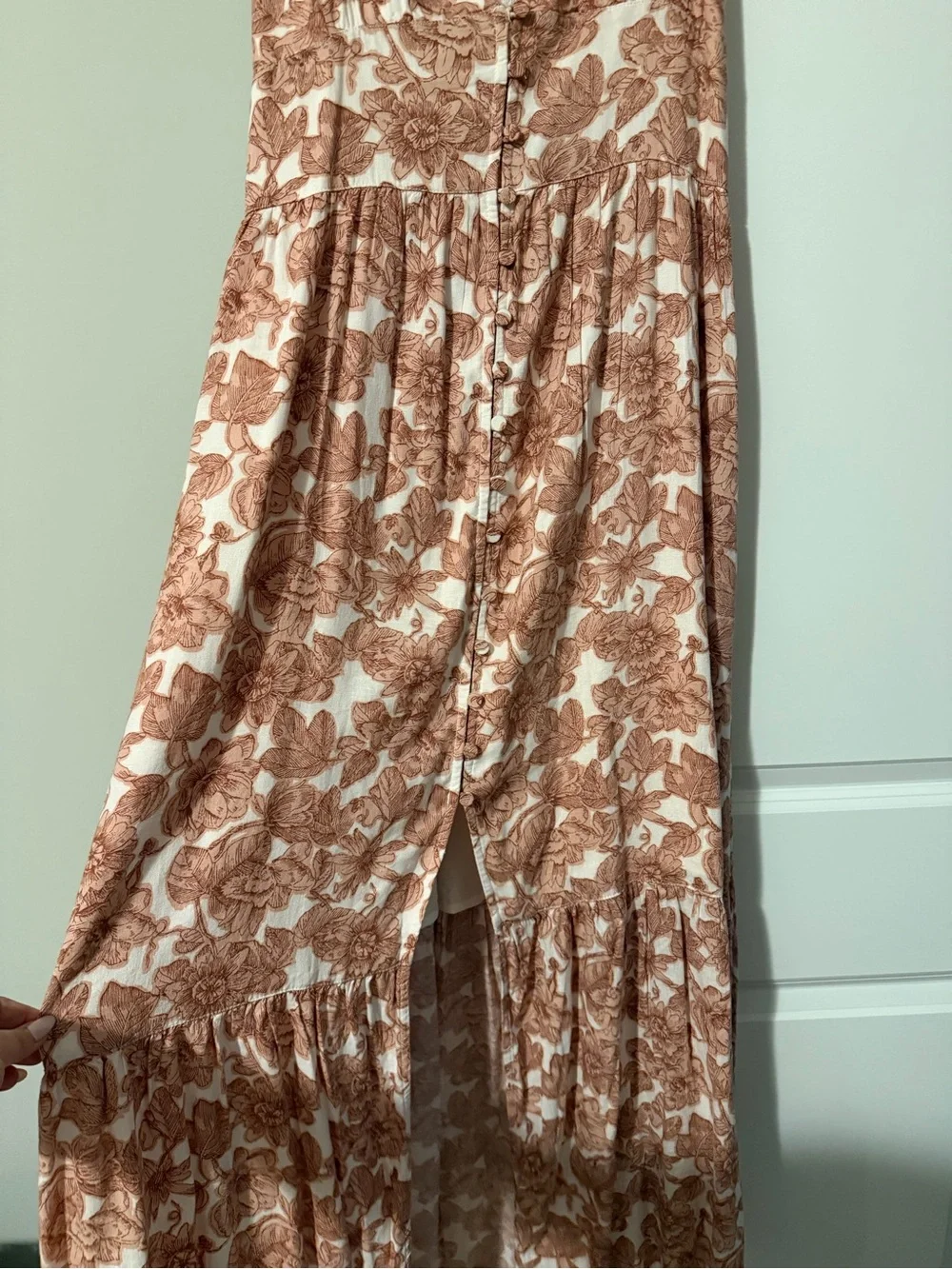 Abercrombie & Fitch Dusty rust Floral V-Neck Spaghetti Strap Maxi Dress